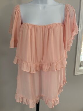 NWT easel Soft Pink Off-Shoulder Ruffle Top